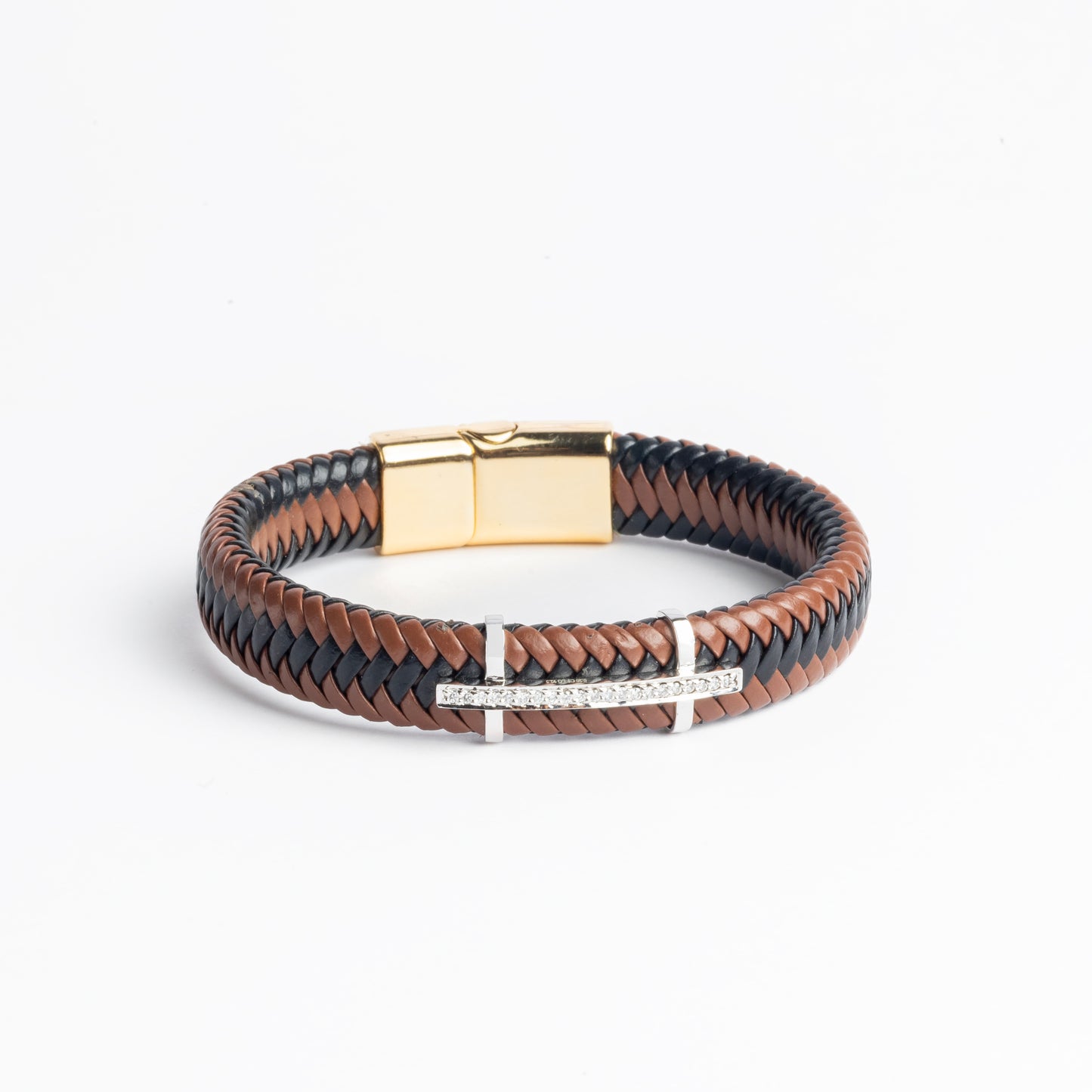 Men's Braided Lab Diamond Bar Bracelet