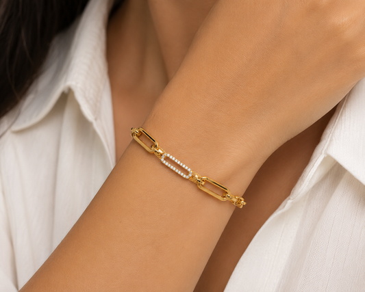 Diamond Paperclip Bracelet