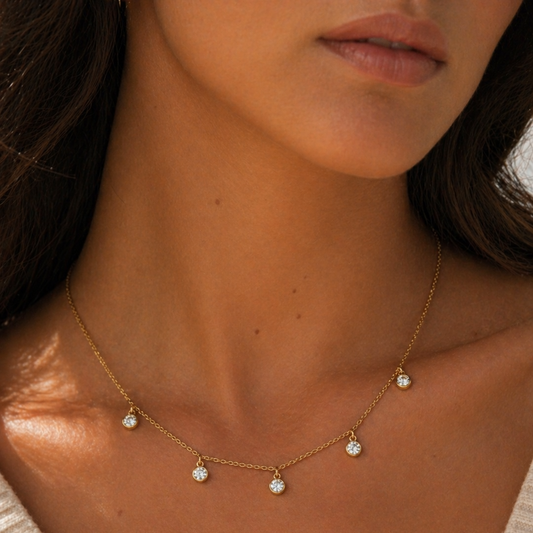 Dangling Diamond Necklace in 14K Gold