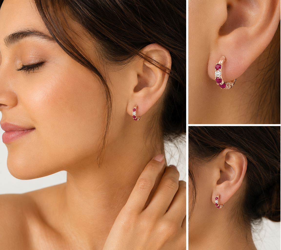 Diamond &  Ruby Hoops