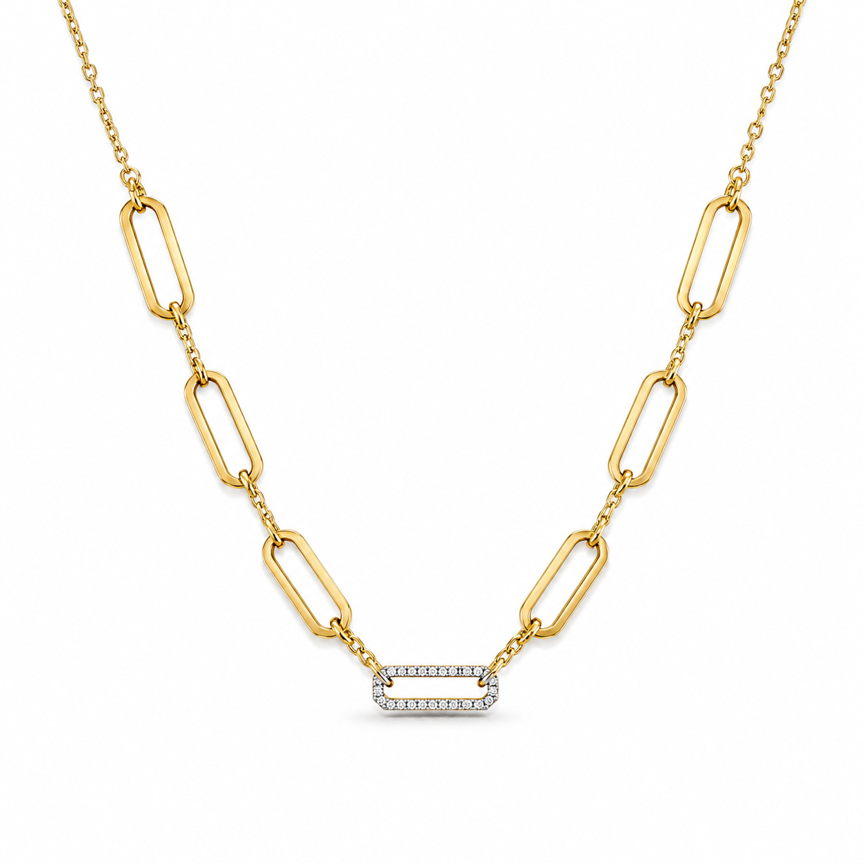 Diamond Paperclip Chain Necklace