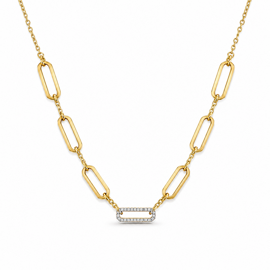 Diamond Paperclip Chain Necklace