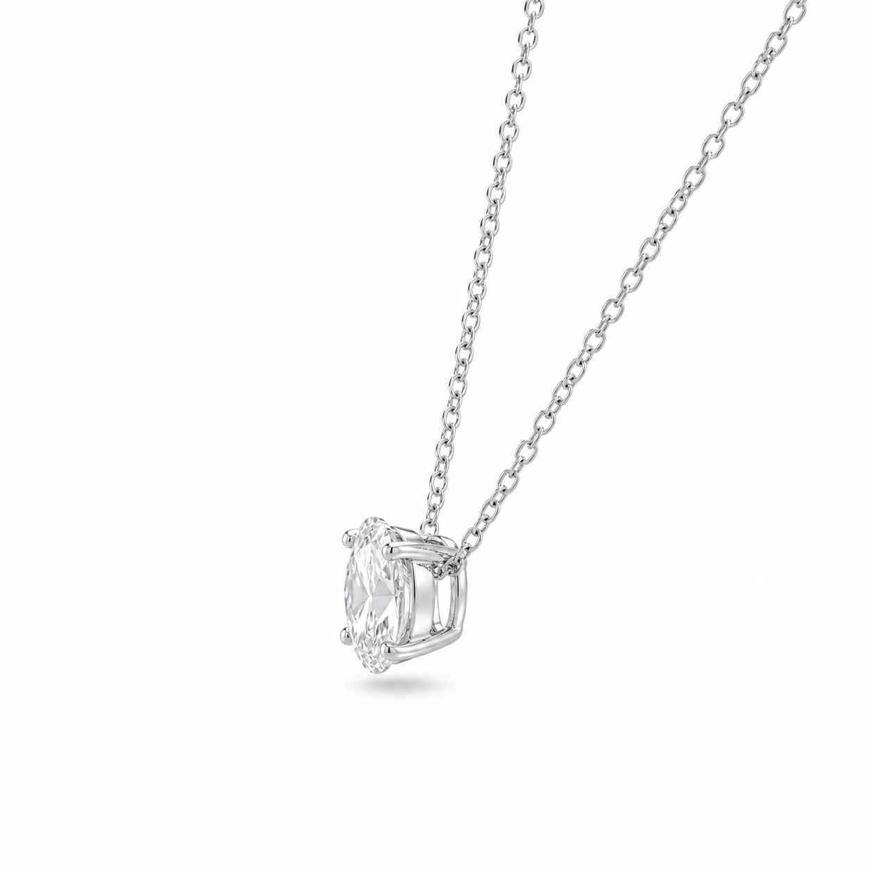 Oval  Diamond Pendant 14K Gold