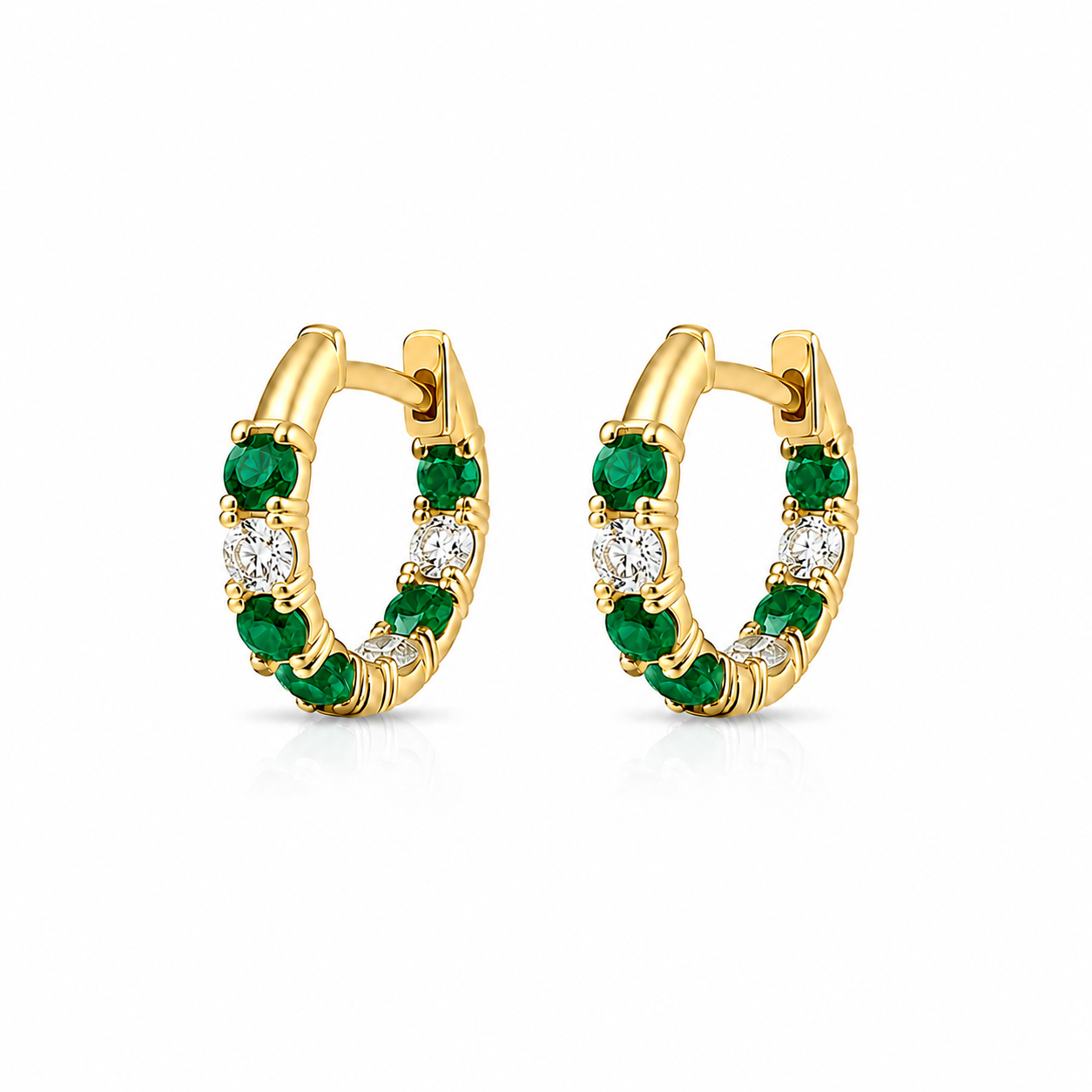 Diamond & Emerald  Hoops