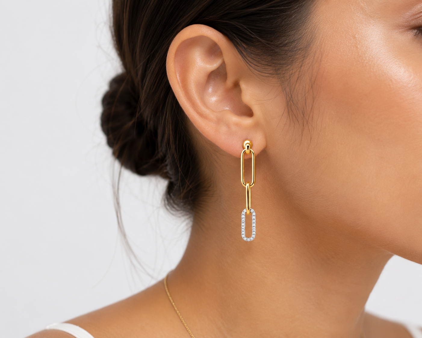 Diamond Paperclip Earring