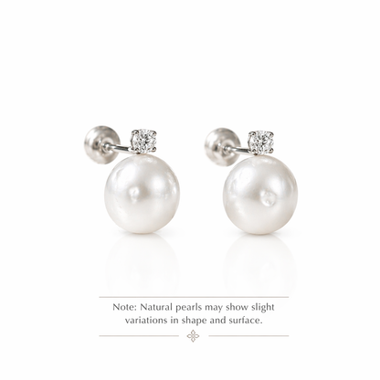 Pearl & Diamond Drop Earrings