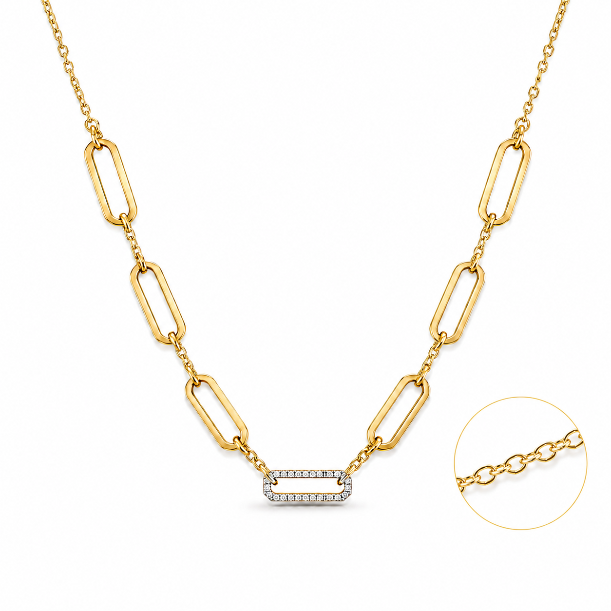 Diamond Paperclip Chain Necklace
