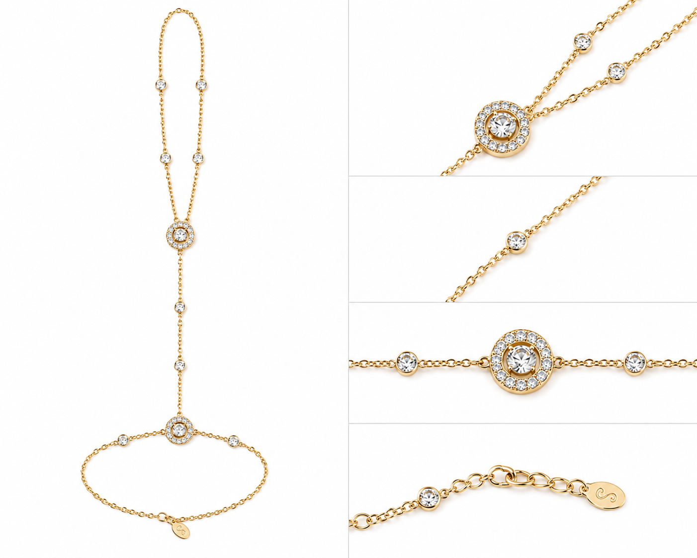Finger Chain Bracelet 14K Gold