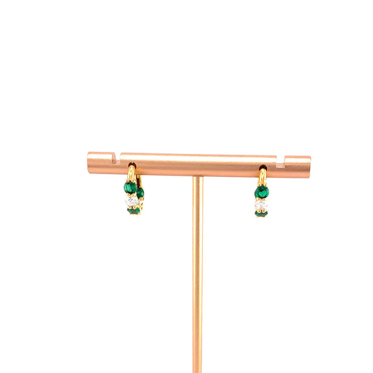 Diamond & Emerald  Hoops