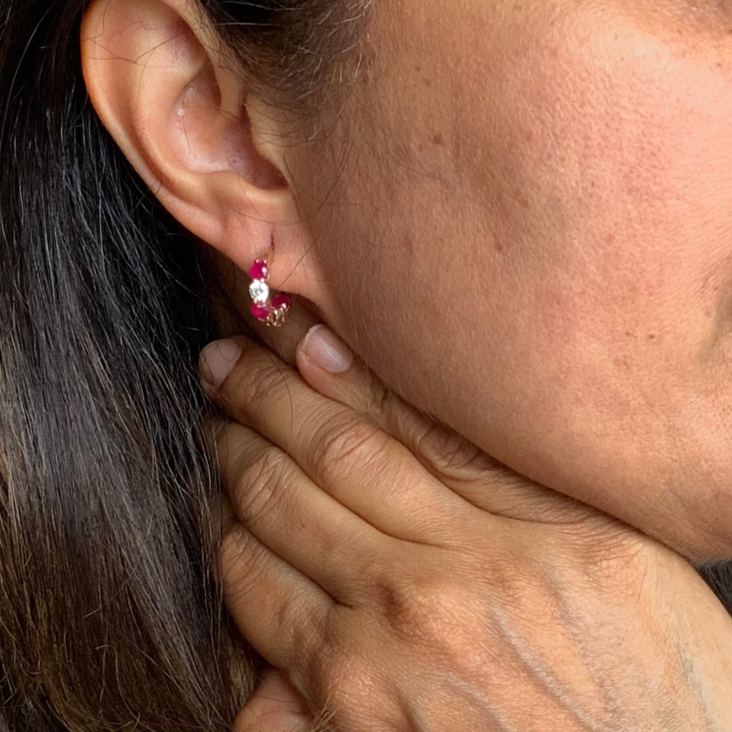 Diamond &  Ruby Hoops