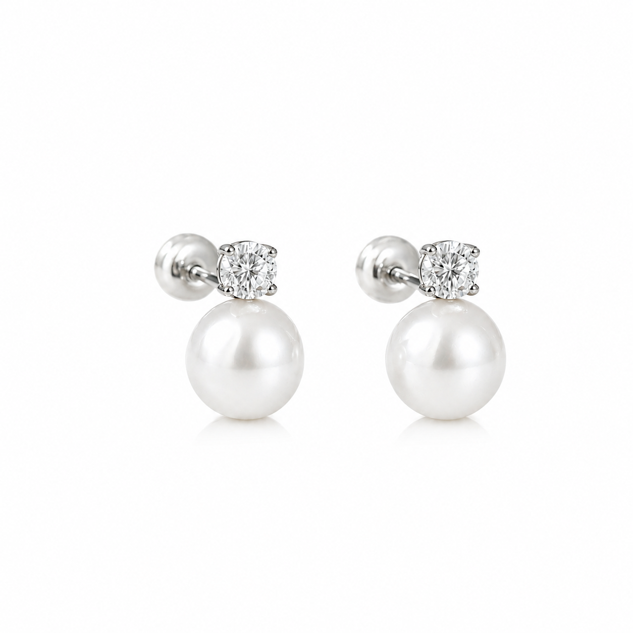 Pearl & Diamond Drop Earrings 14k gold