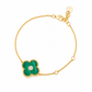 Malachite Diamond Clover Bracelet 14K Gold