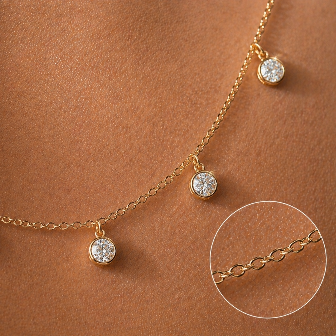 Dangling Diamond Necklace in 14K Gold