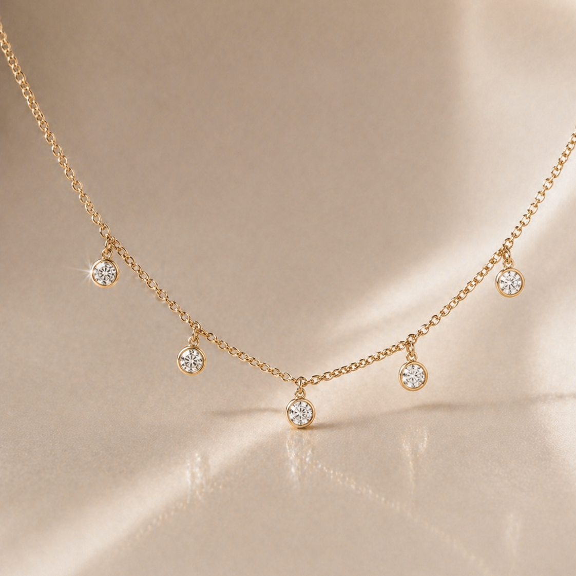 Dangling Diamond Necklace in 14K Gold