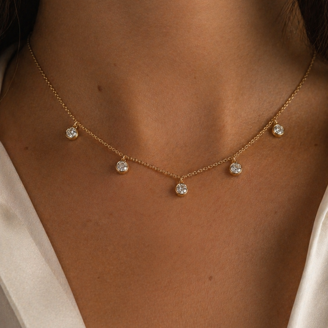 Dangling Diamond Necklace in 14K Gold