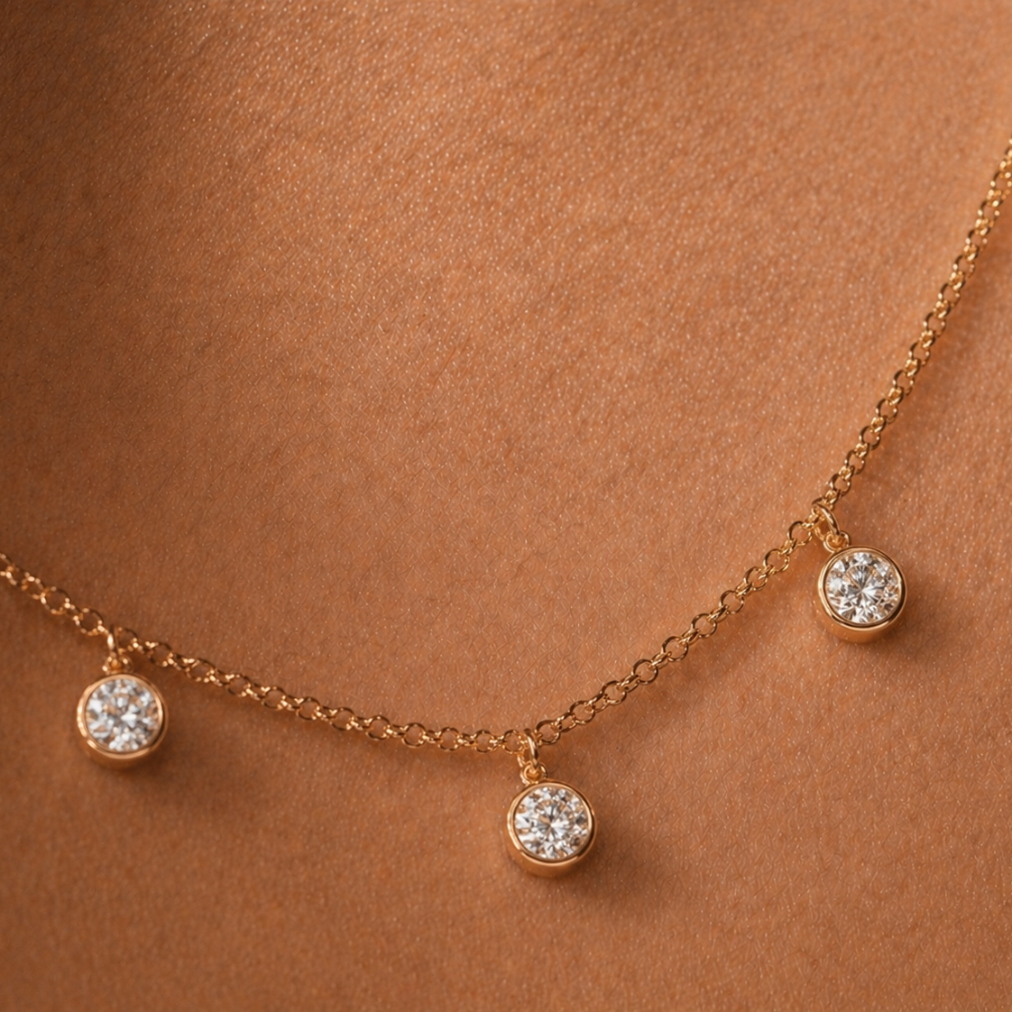 Dangling Diamond Necklace in 14K Gold