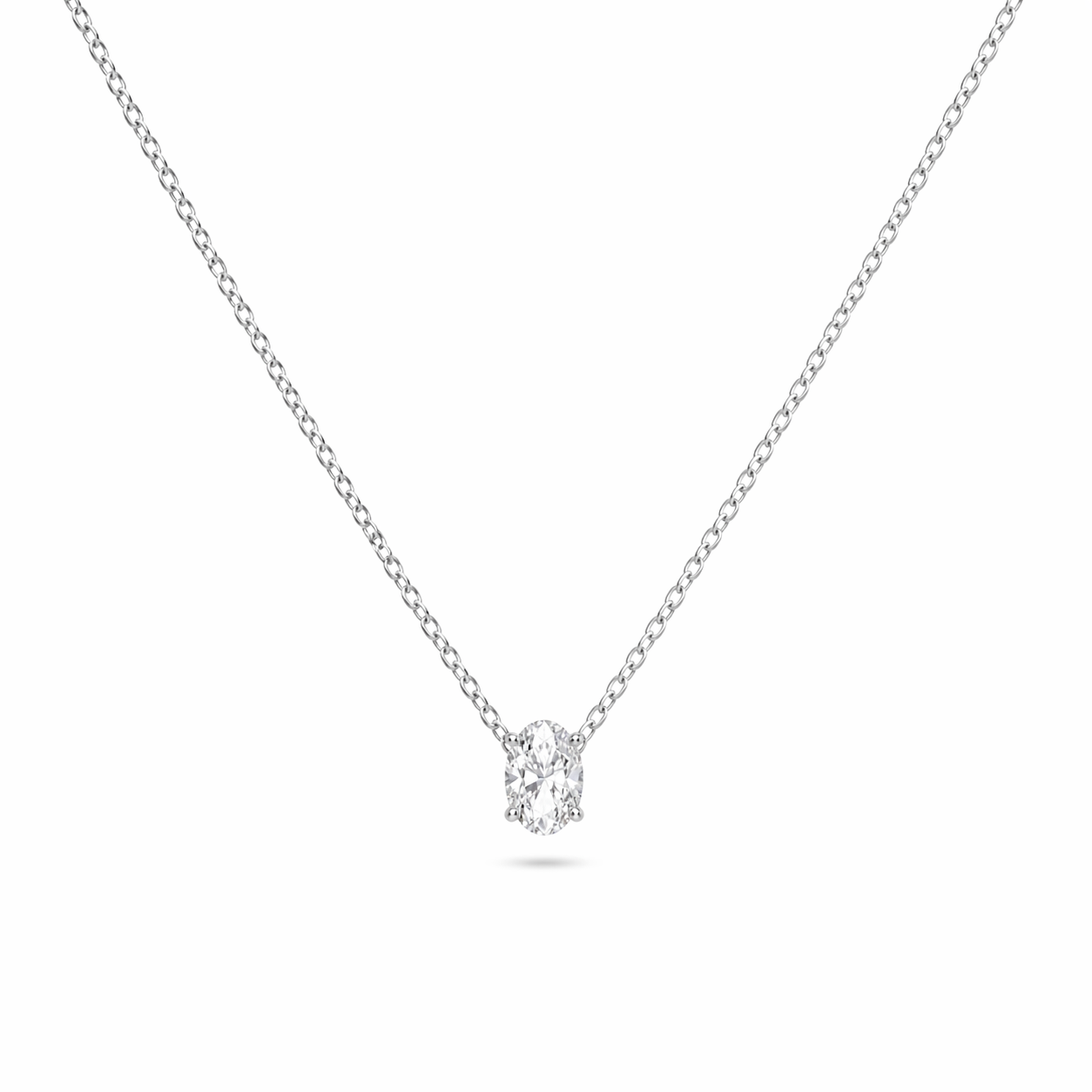 Oval  Diamond Pendant 14K Gold