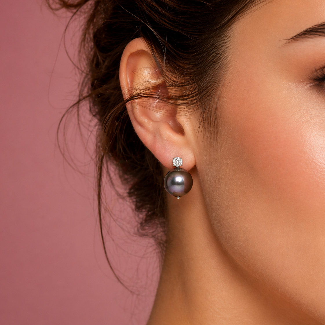 Pearl & Diamond Drop Earrings