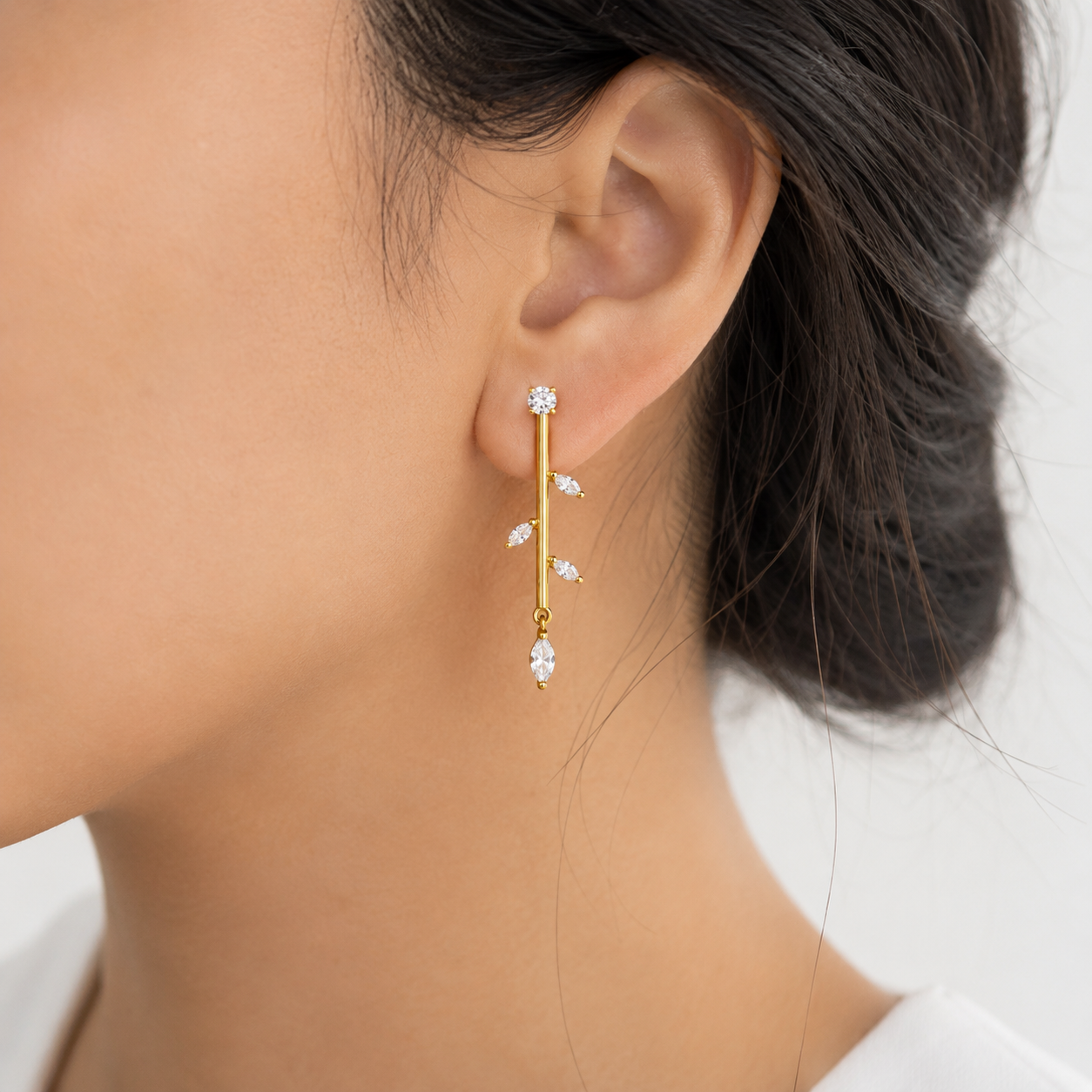 Golden Leaf Drops Earrings