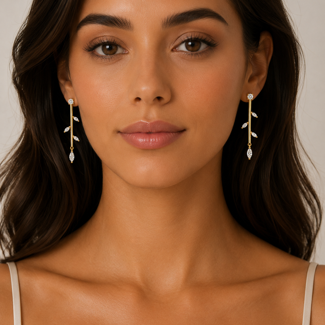 Golden Leaf Drops Earrings