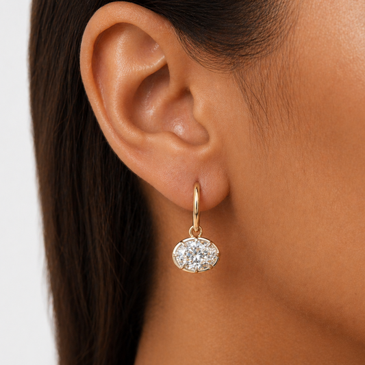 East West Oval Earring 14K Gold
