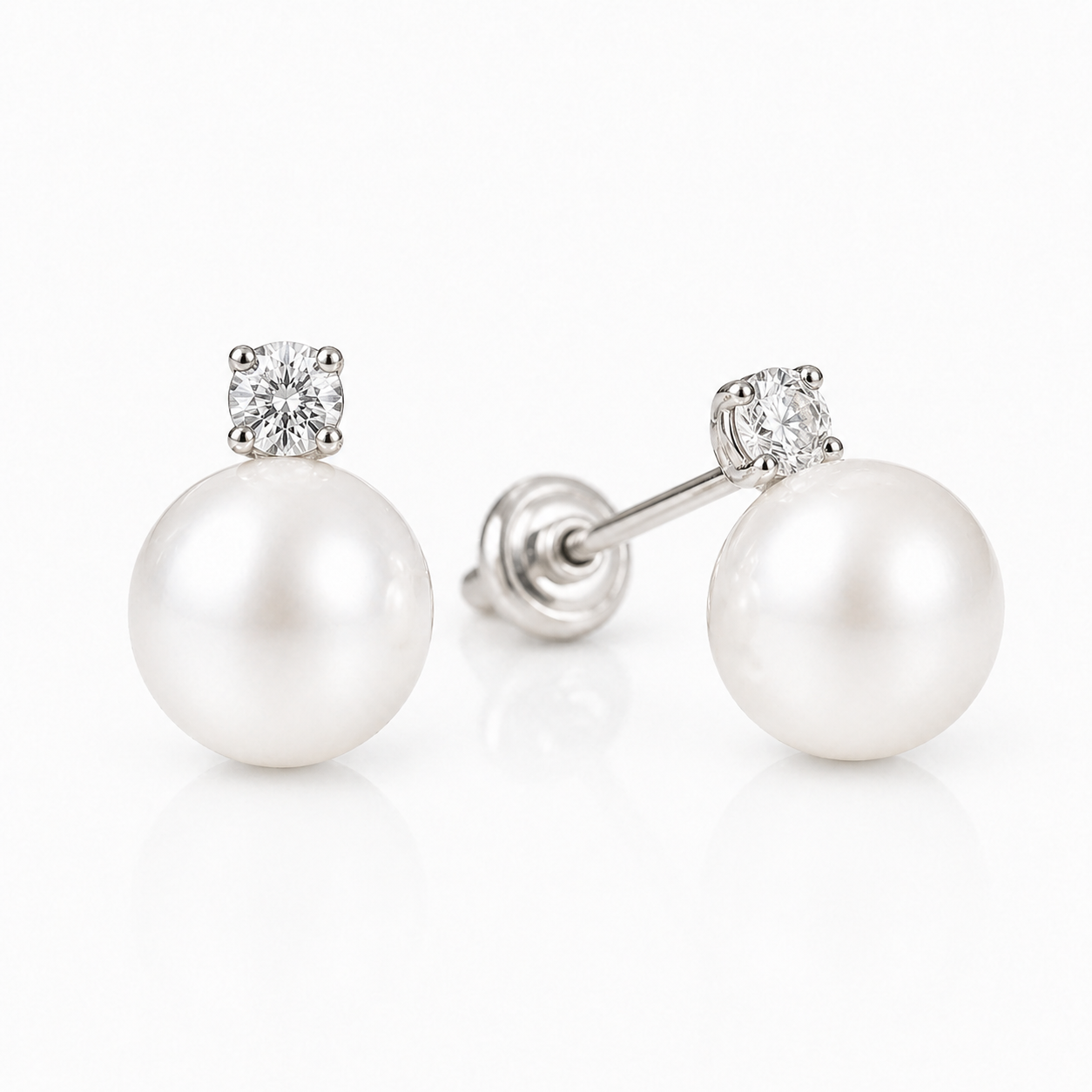 Pearl & Diamond Drop Earrings 14k gold