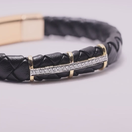 Men's Braided Lab Diamond Bar Bracelet