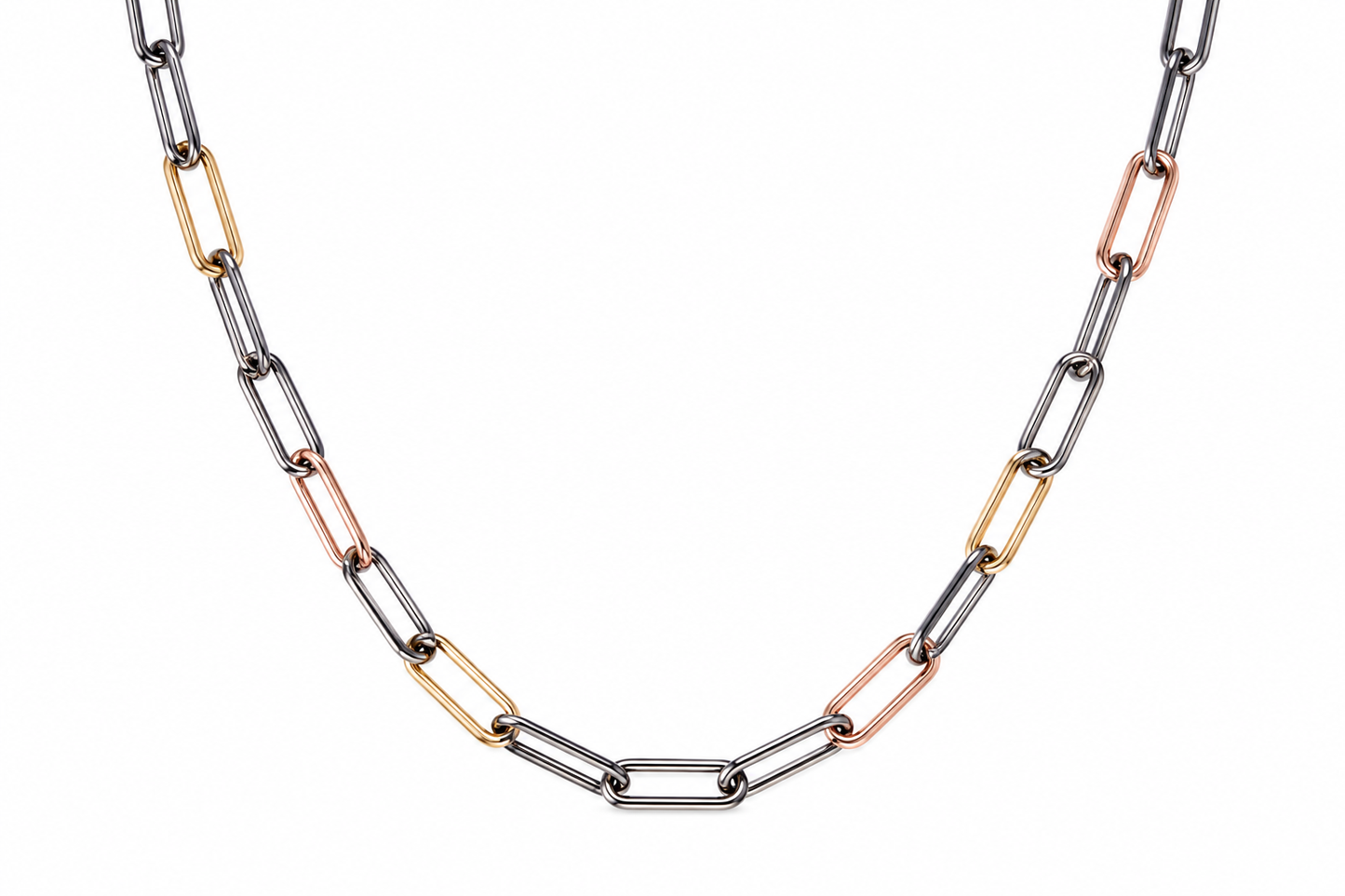 Tri Tone Paperclip Chain