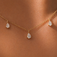 Dangling Pear Diamond Necklace 14K Gold